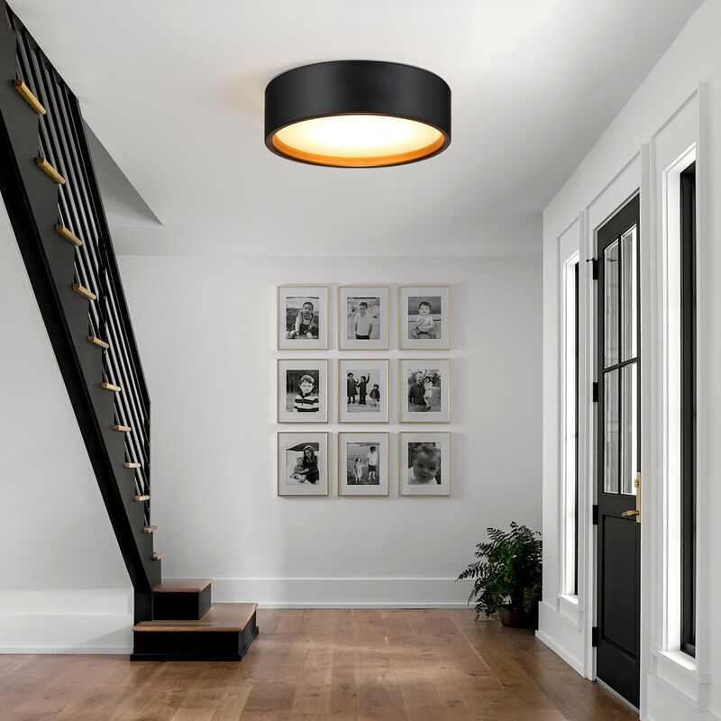 14 in. Modern Black and Gold  Dimmable Integrated LED Flush Mount Ceiling Light image number 5
