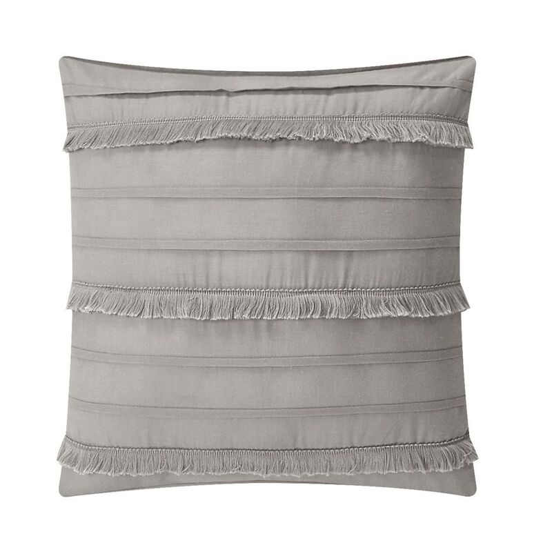 NY&C Home Artista 5 Piece Cotton Blend Comforter Set Jacquard Geometric Pattern Design Bedding - Decorative Pillows Shams Included, King, Grey