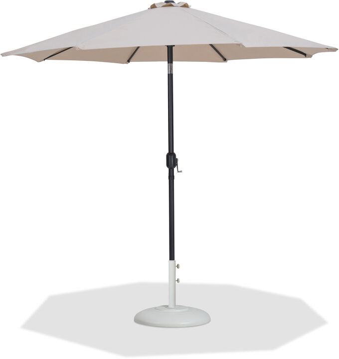 Meridian Furniture Fiji Beige Fabric / Matte White Aluminum Patio Umbrella with Base Sets