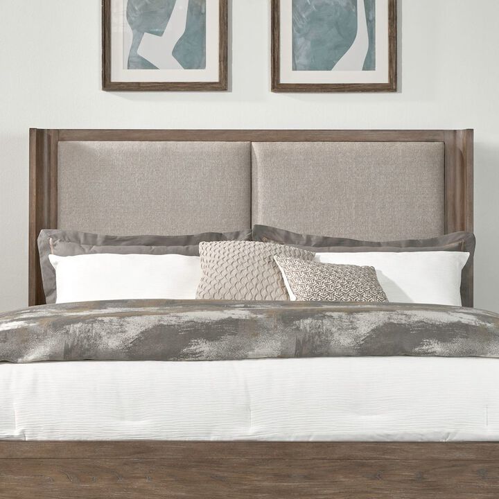 Liberty Furniture King Upholstered Shelter Headboard for Bed Frame Contemporary - Burnished Clay
