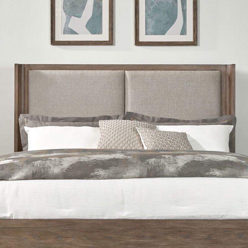 Liberty Furniture King Upholstered Shelter Headboard for Bed Frame Contemporary - Burnished Clay image number 1