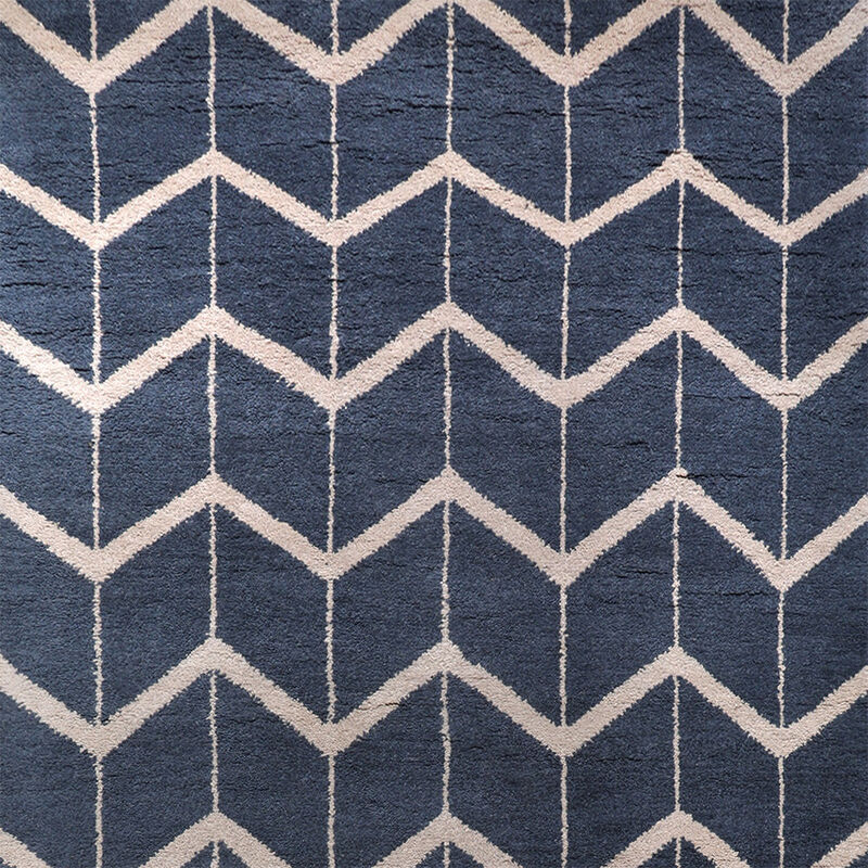 HAND KNOTTED WOOL Geometric AREA RUGS  - Rectangle Shape, Geometric Modern, Medium Pile Handmade Area Rugs for Living Room, Bed Room (N01052) image number 3