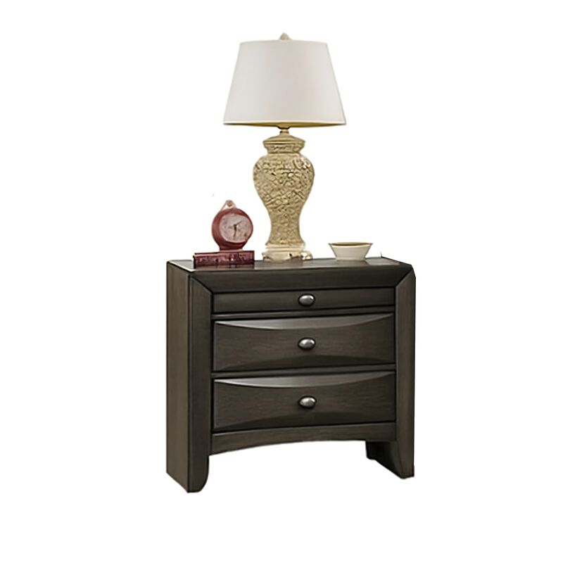 Simo 5pc Queen Bedroom Set w Bookcase Headboard, 2 Nightstands, Gray image number 3