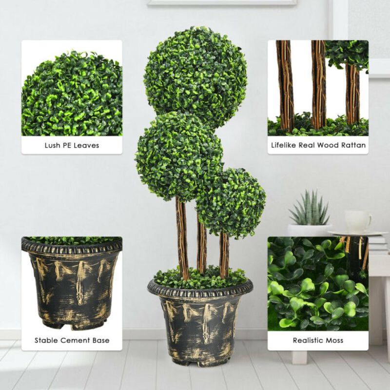 Hivvago Artificial Topiary Triple Ball Tree for Indoor and Outdoor