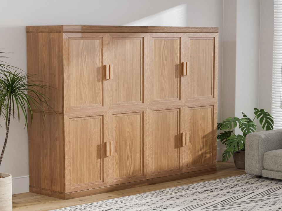 62" High Wood Grain Decorative Storage Cabinet with Sufficient Space for 12 Shelves