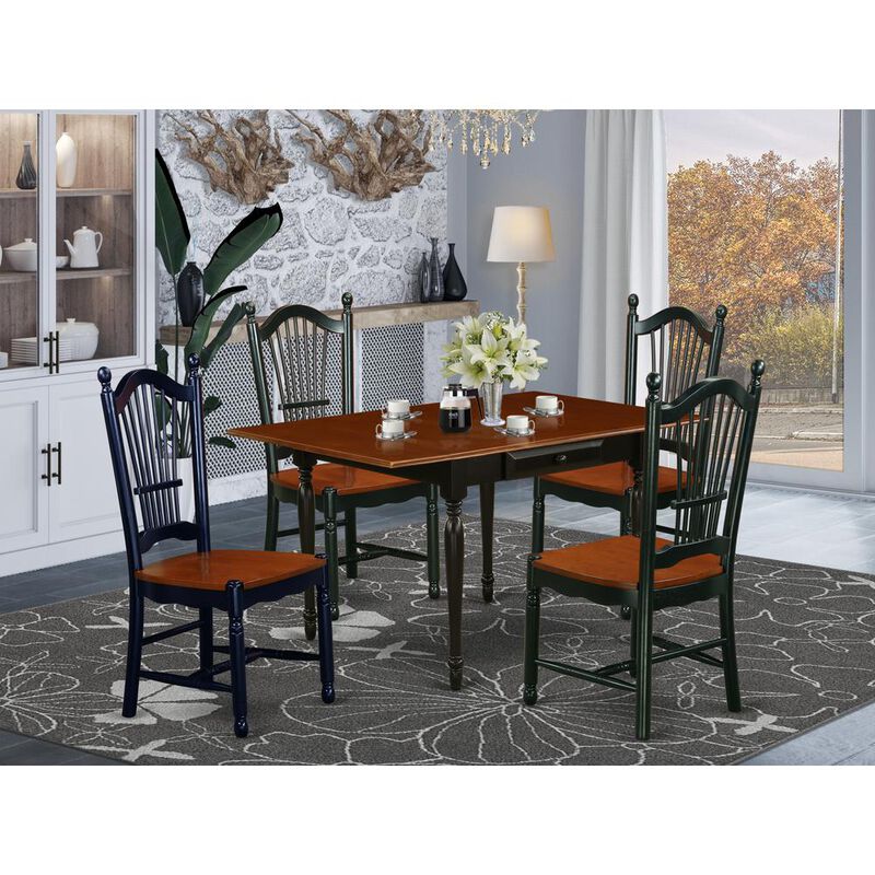 East West Furniture Dining Room Set Black & Cherry