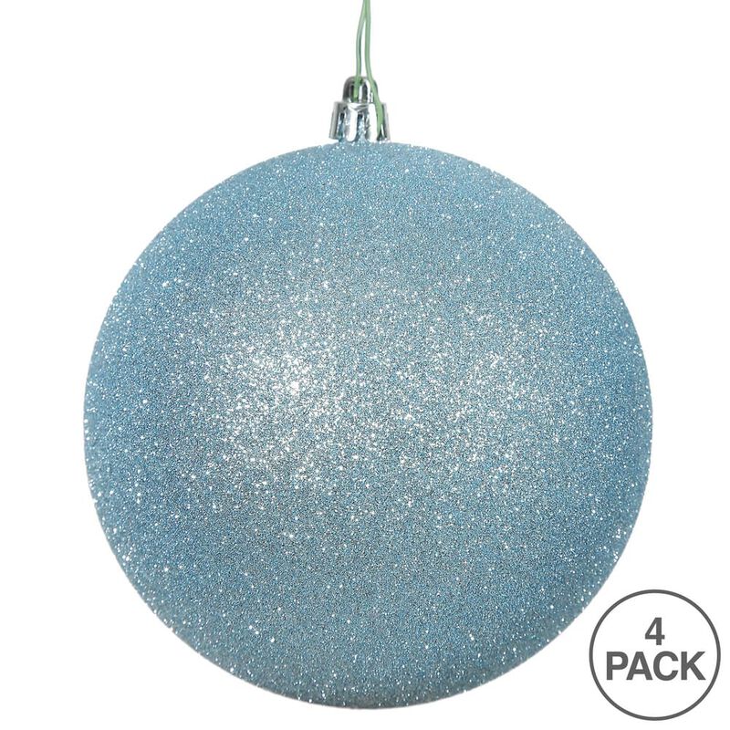 Vickerman 6" Baby Blue Glitter Ball Ornament, 4 per Bag image number 2