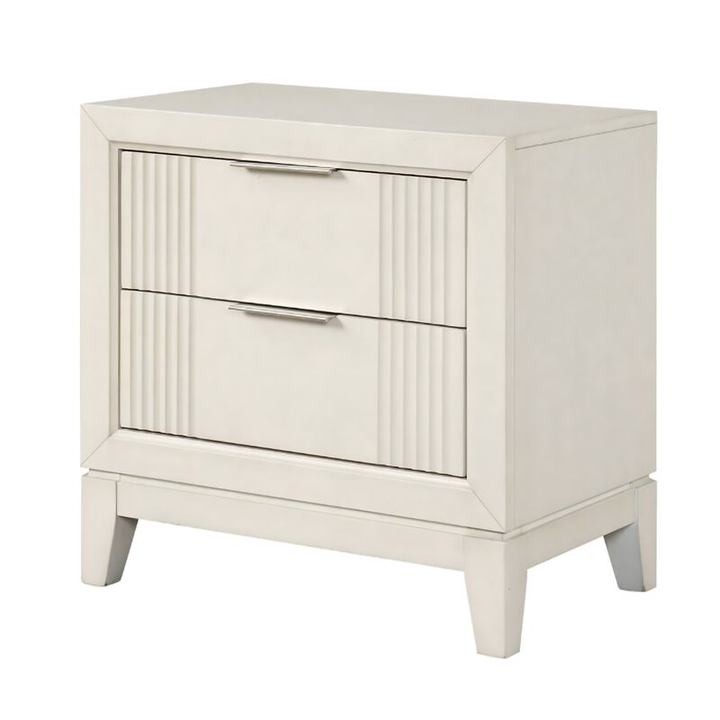 Toi 4pc Queen Bedroom Set w Dresser Mirror, Fluted LED, White Upholstery image number 3