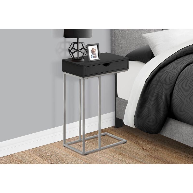 Accent Table, C-shaped, End, Side, Snack, Storage Drawer, Living Room, Bedroom