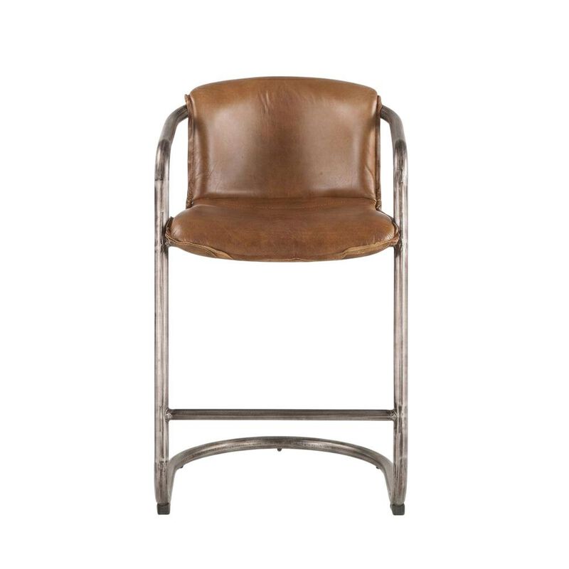Starlight Canyon Home Leather Upholstered Counter Stool with Footrest, Bar Chair, Brushed Nickel image number 0