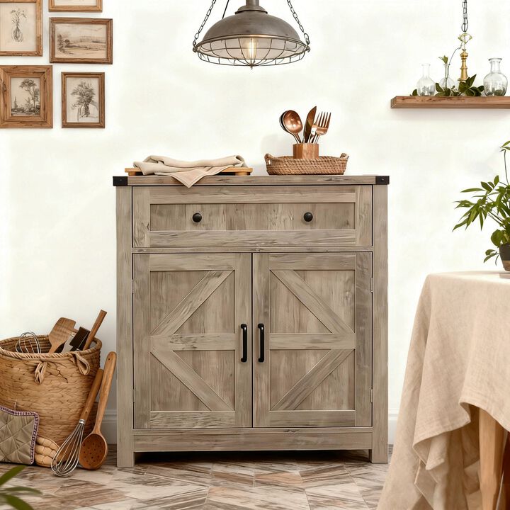 Luxba Farmhouse Sideboard Buffet Storage Cabinet