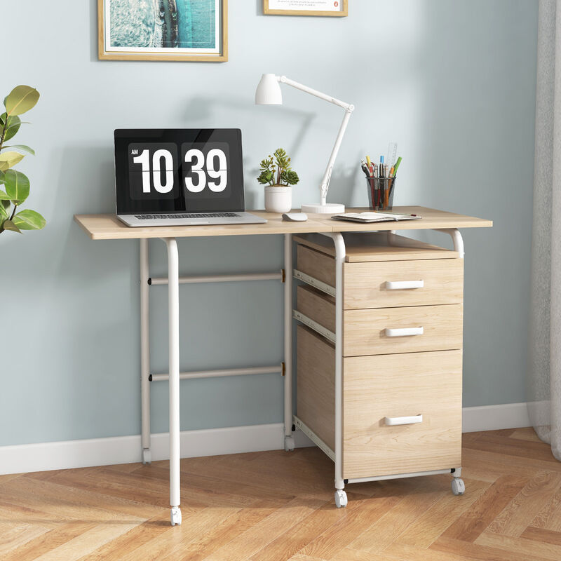 Folding Computer Laptop Desk Wheeled Home Office Furniture image number 1