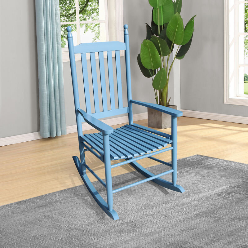 wooden porch rocker chair blue image number 2