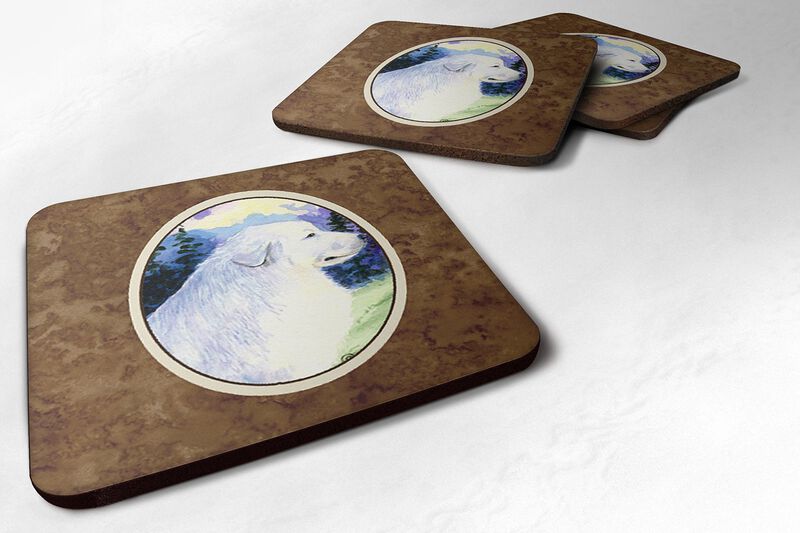 Caroline's Treasures SS8980FC Great Pyrenees Foam Coasters (Set of 4), 3.5 H x 3.5 W, Multicolor image number 0