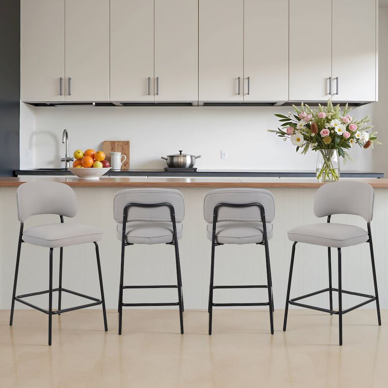 New Classic Furniture Blythe Vegan Leather Counter Chair in Ivory (Set of 4)