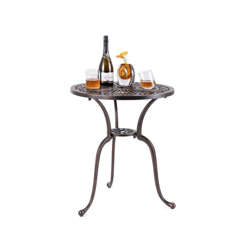 24" Round Cast Aluminum Patio Bar Table with 2" Umbrella Hole image number 8