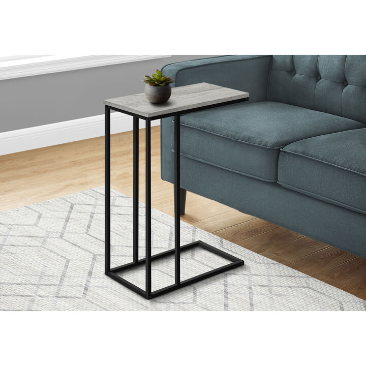 Monarch Specialties I 3762 Accent Table, C-shaped, End, Side, Snack, Living Room, Bedroom, Metal, Laminate, Grey, Black, Contemporary, Modern