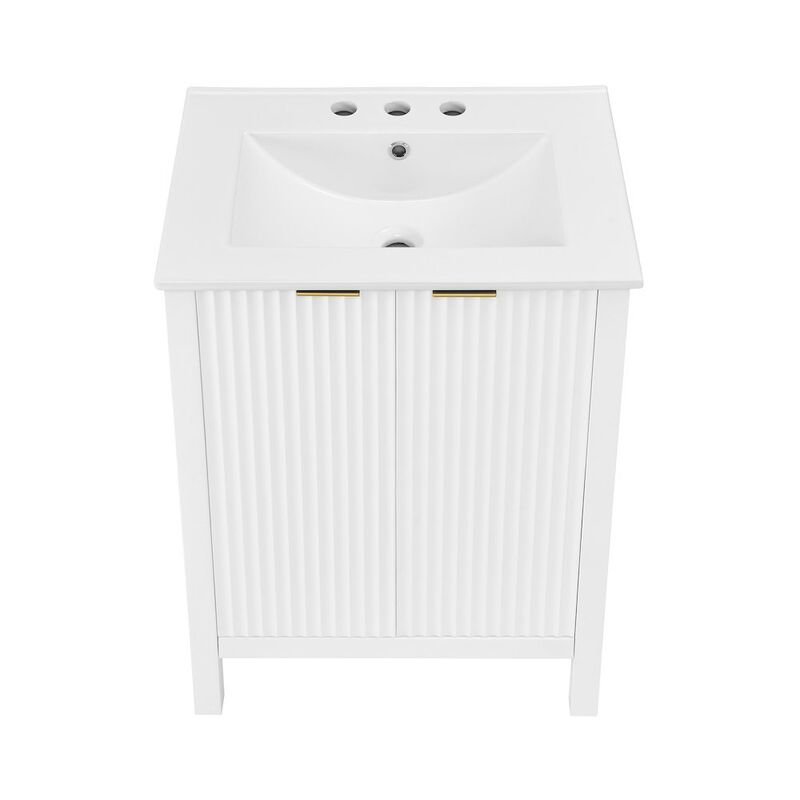 Bastille 24 in. White Bathroom Vanity with 3-Hole Ceramic Sink Top image number 5