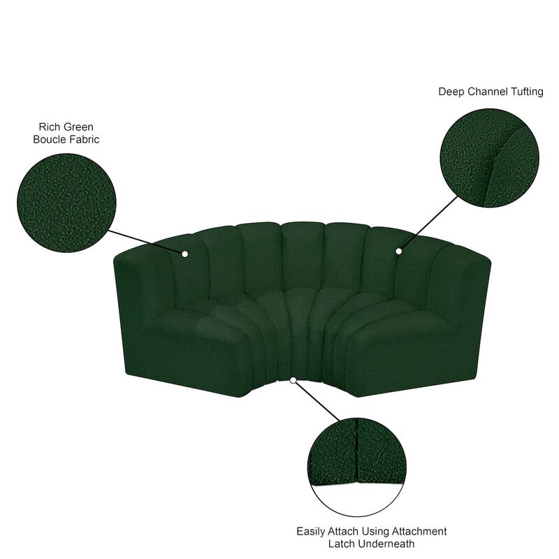 Meridian Furniture Arc Green Boucle Fabric Modular Sofa