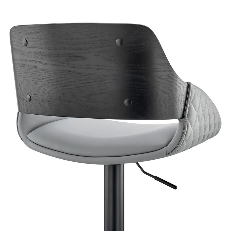 Colby Adjustable Gray Faux Leather and Black Finish Stool