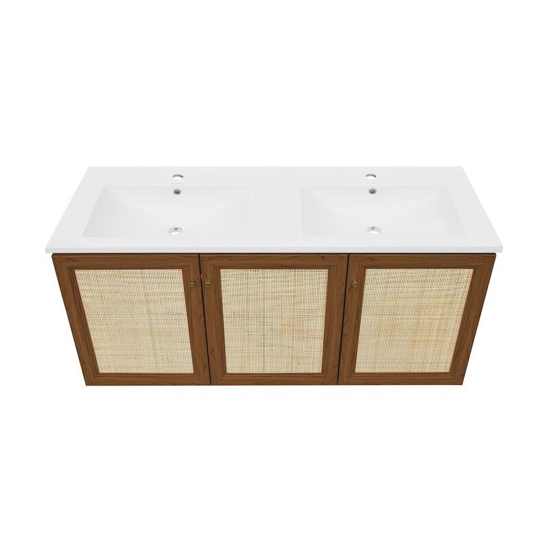 Classe 48" Wall-Mounted Bathroom Vanity with Double Basin Sink Top image number 2
