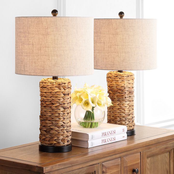 Elicia 25" Sea Grass LED Table Lamp, Natural (Set of 2)