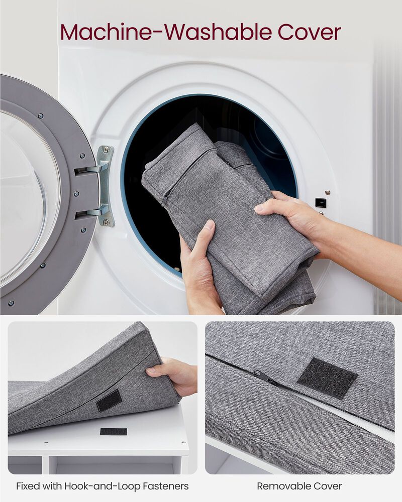 Cubbie Shoe Cabinet Storage Bench with Cushion & Adjustable Shelves - Entryway Organizer