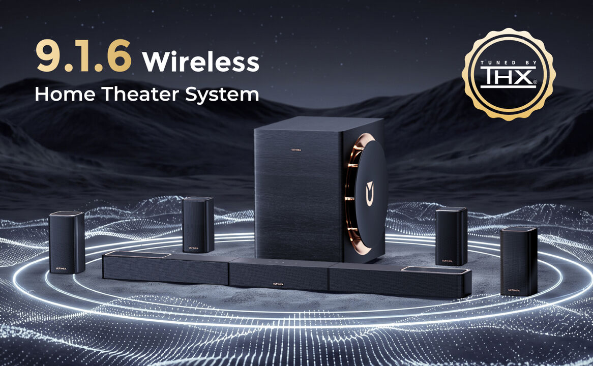 ULTIMEA Skywave X series 9.2.6 THX-Tuned Wireless Surround Sound System w/Dolby Atmos & DTS:X,Dual 10"Subwoofers,2000W Peak Power,8K Pass-Through