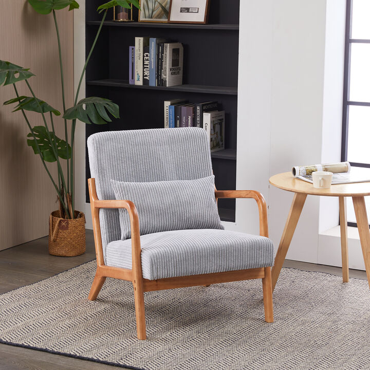 GOODSILO Mid-Century Modern Accent Chair with Ergonomic Support and Sustainable Rubberwood Frame