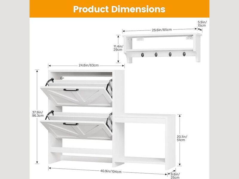 Entryway Shoe Storage Cabinet Flip Drawer Adjustable Shelves image number 2