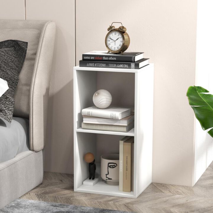 Hivvago 2 Cube Bookshelf with Back Guardrail for Living Room Bedroom