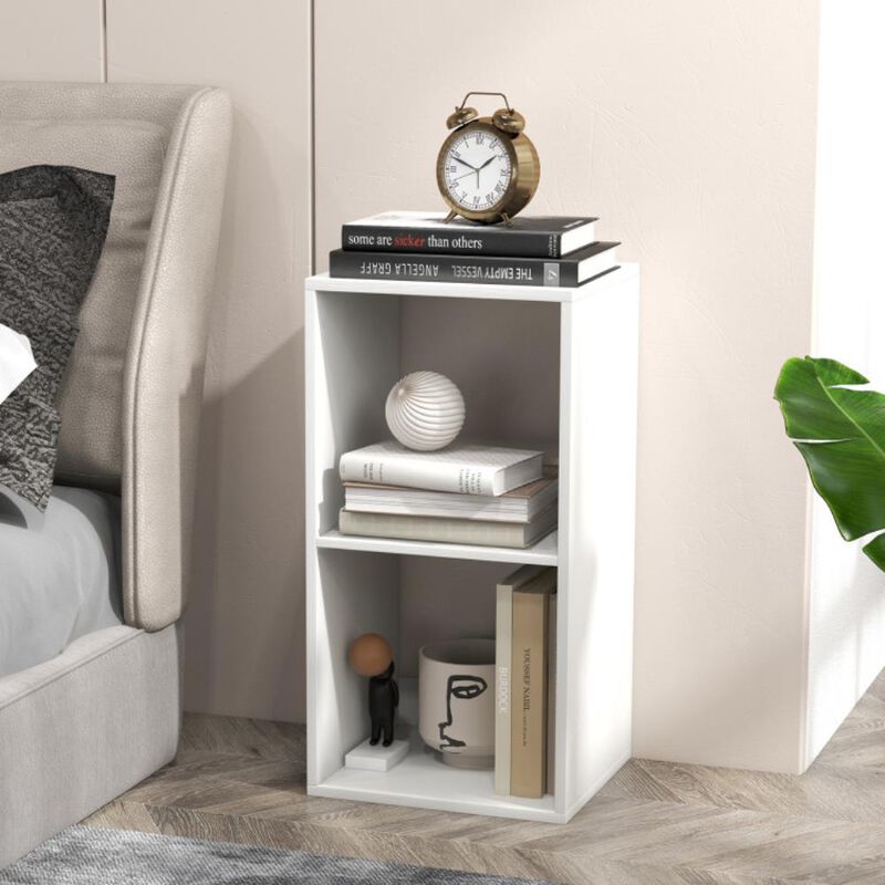 Hivvago 2 Cube Bookshelf with Back Guardrail for Living Room Bedroom