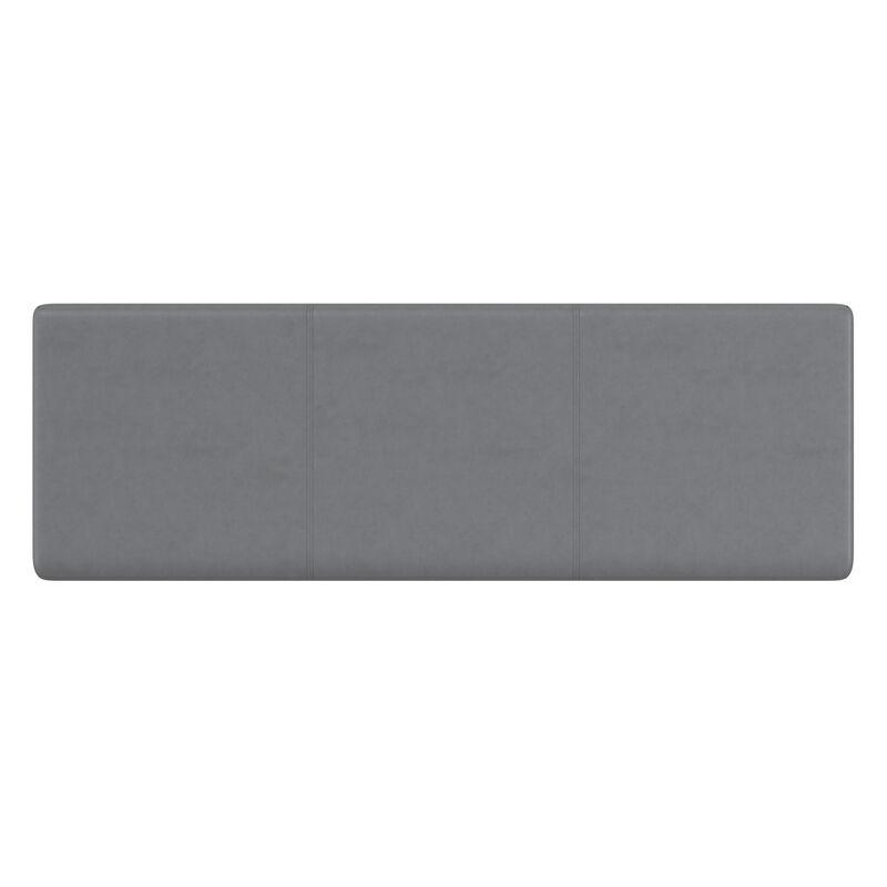 Avalon 54 inch Wide Contemporary Rectangle Extra Large Storage Ottoman Bench in Stone Grey PU faux leather, Assembled image number 4