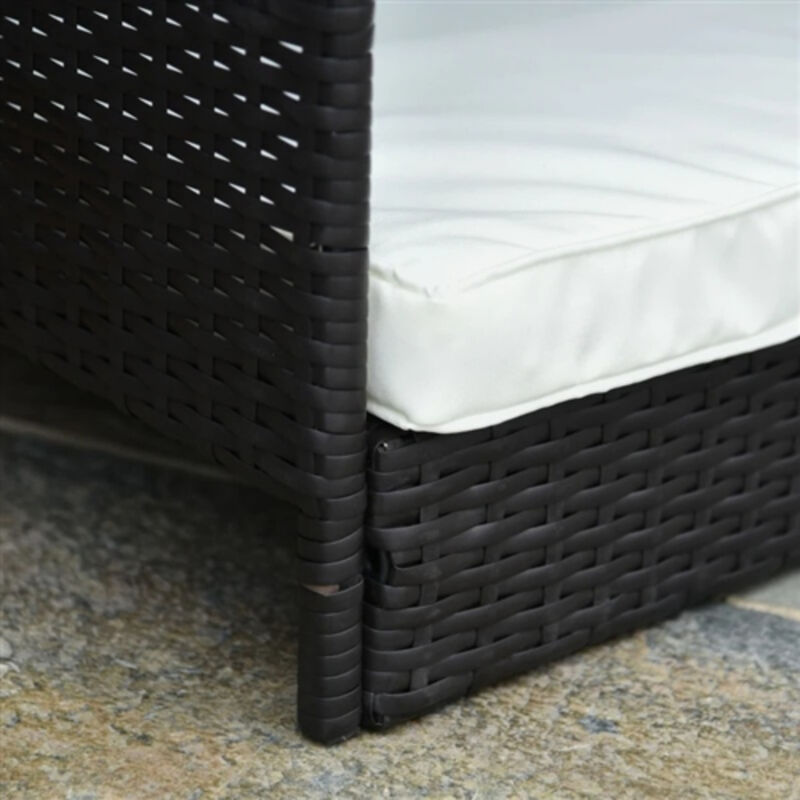 Wicker Weather Resistant Raised Dog Bed House with 2 in Thick Cushion