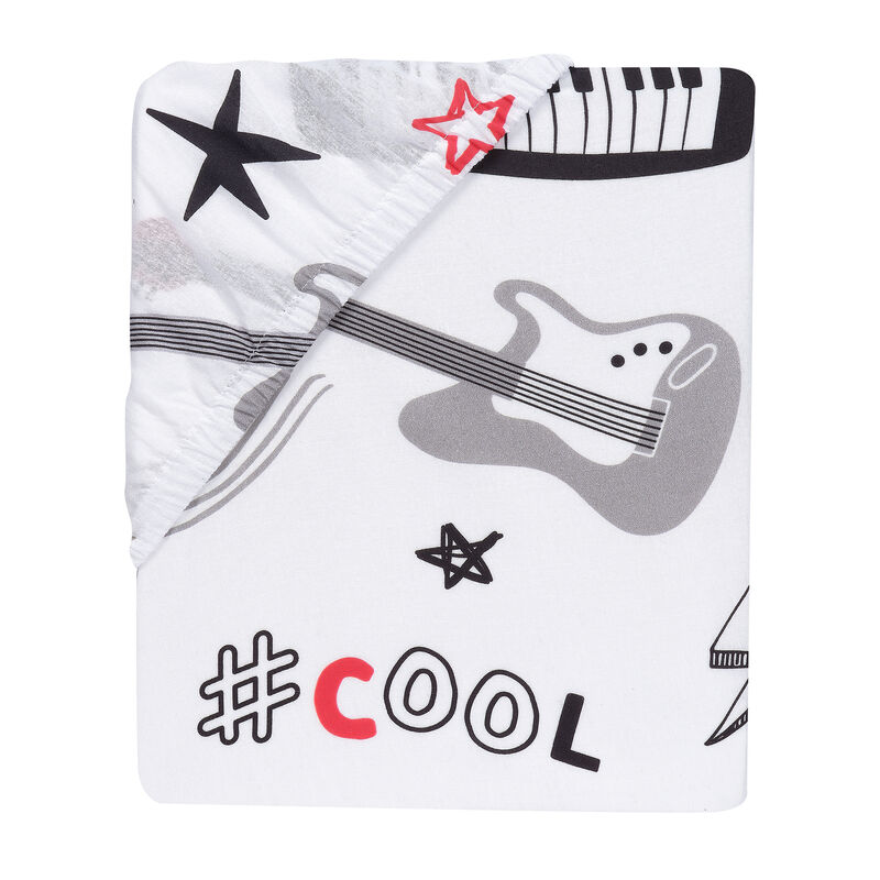 Lambs & Ivy Rock Star Musical Instruments 100% Cotton Fitted Crib Sheet - White