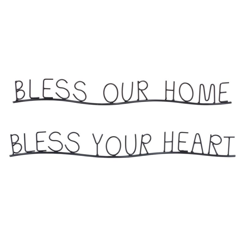 Set of 4 "Bless Home and Heart" Signs &ndash; Inspirational D&eacute;cor for Home and Garden