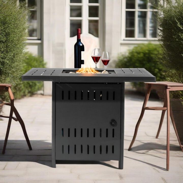 34" Propane Gas Outdoor Fire Pit Table, 50000 BTU Rectangular Steel Patio Fire Pit
