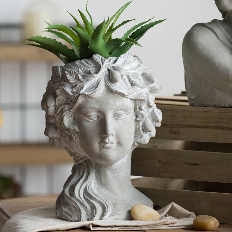 Clihome Outdoor Home Garden Decor Cement Bust Wall Planter image number 1