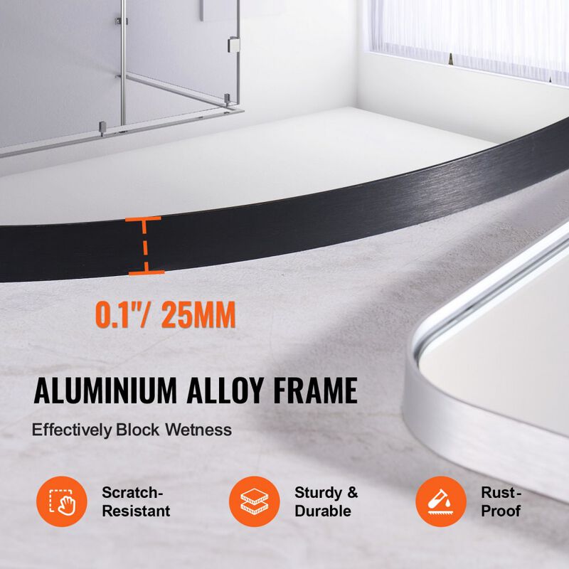 Round Wall Mirror with Aluminum Alloy Frame for Bathroom, Bedroom, or Entryway