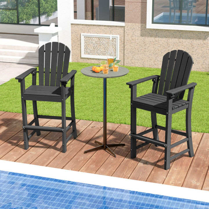 Outdoor HDPE Counter Height Bar Stools with Armrests and Footrest Set of 2