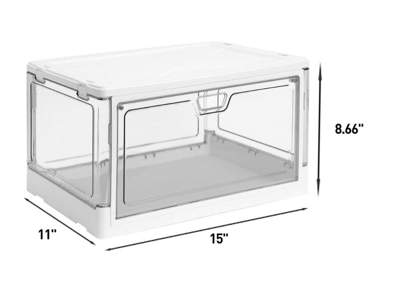 3-Pack Clear Stackable Storage Bins | Magnetic Doors for Closet Organization image number 2