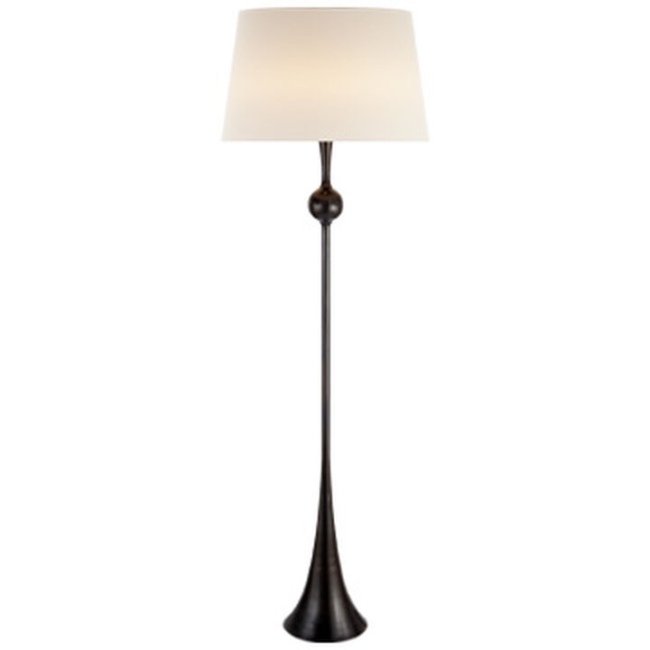 Dover Floor Lamp in Aged Iron with Linen Shade