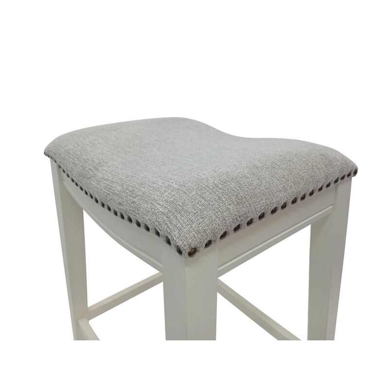 Carolina Living 30 Saddle Barstool - Set of 2 - Missouri White - Fawn Chenille Upholstery