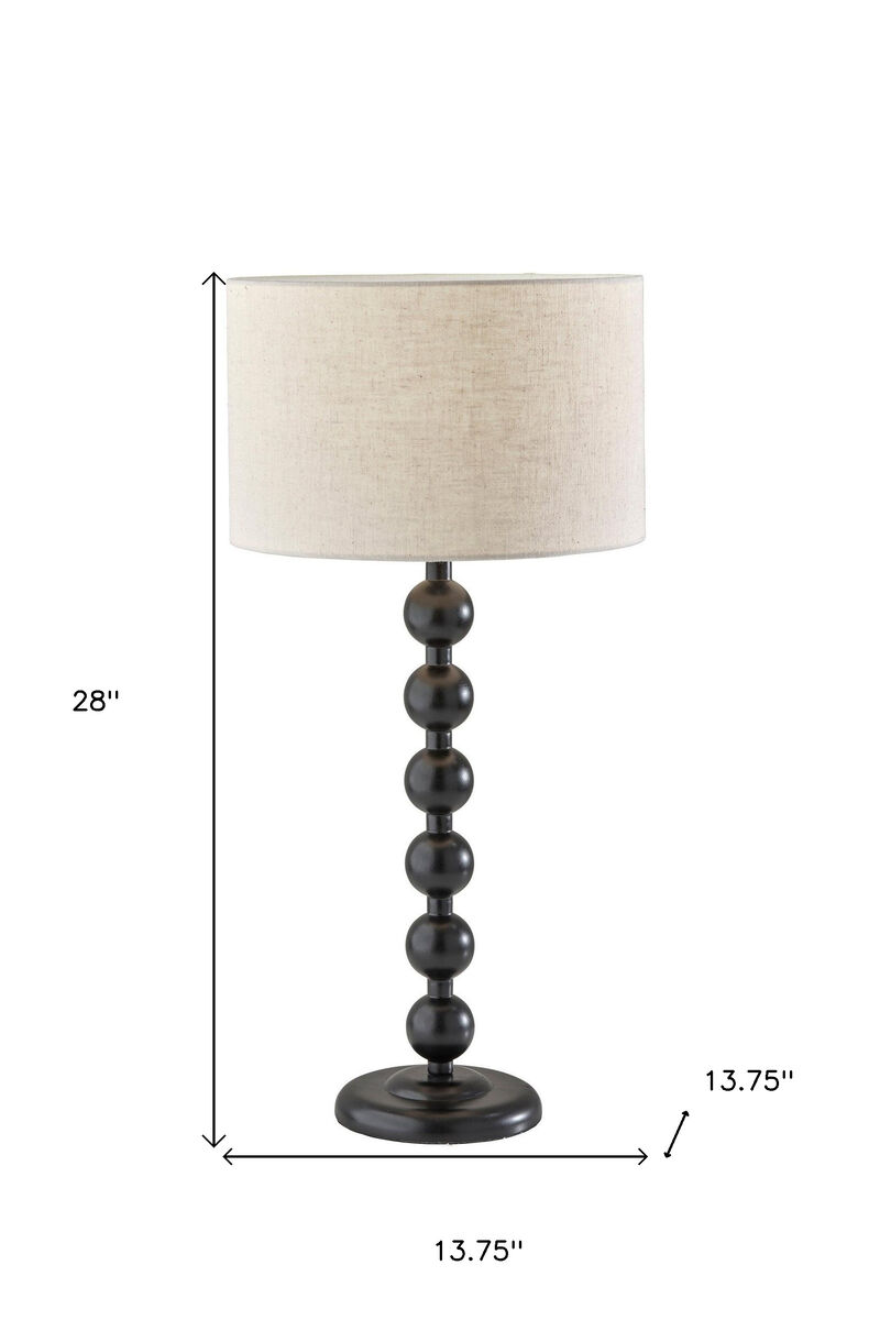 Hivvago 28" Black Solid Wood Candlestick Table Lamp With Off White Drum Shade