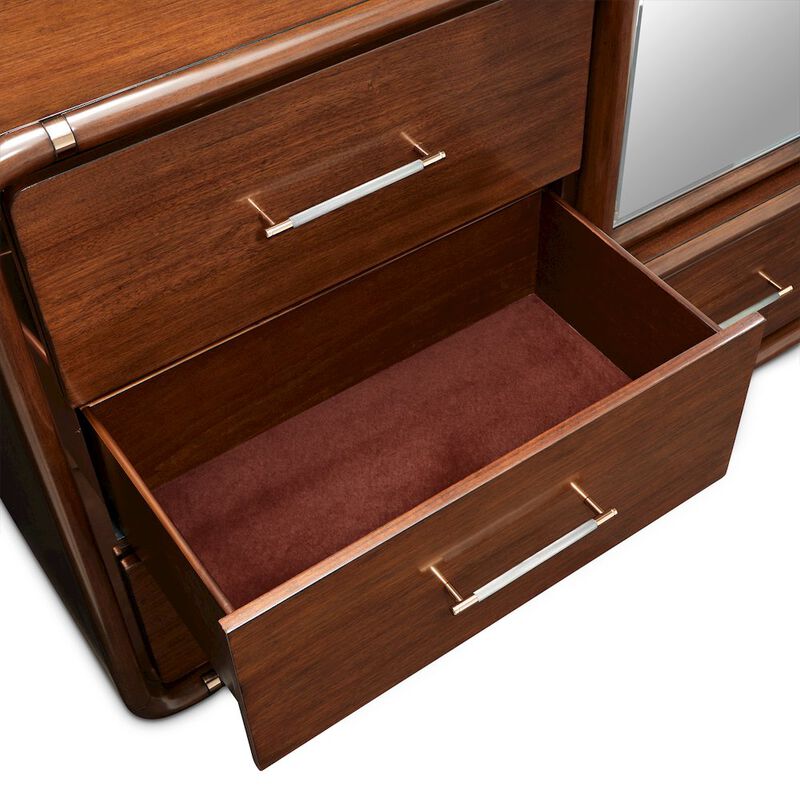 Michael Amini Mason Park Chest with Storage Mirror - Umber