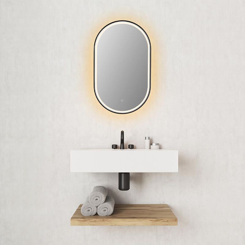 Altair Framed in Matt Black Modern Bathroom/Vanity LED Lighted Wall Mirror
