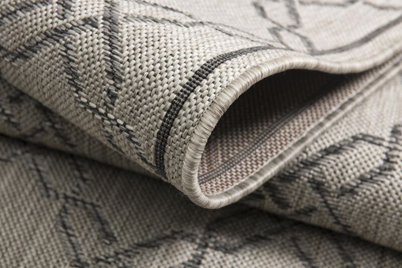 Vista Modern Geometric Checkered Beige Grey Indoor & Outdoor Doormat Rug