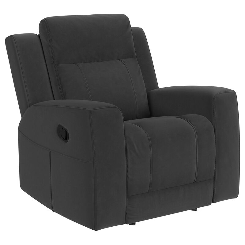 Krio Manual Recliner Chair, 37 Inch, Modern Charcoal Gray Faux Leather - Benzara