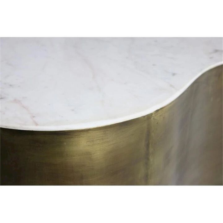 Kendall Cocktail Table With Marble Top on Brass Tone Iron Base