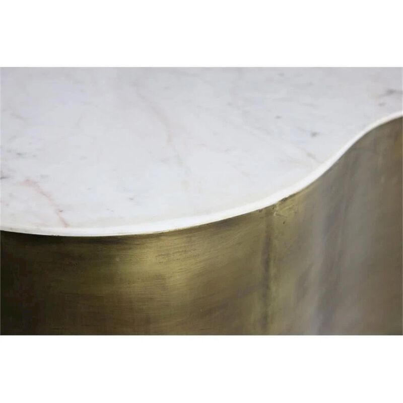 Kendall Cocktail Table With Marble Top on Brass Tone Iron Base